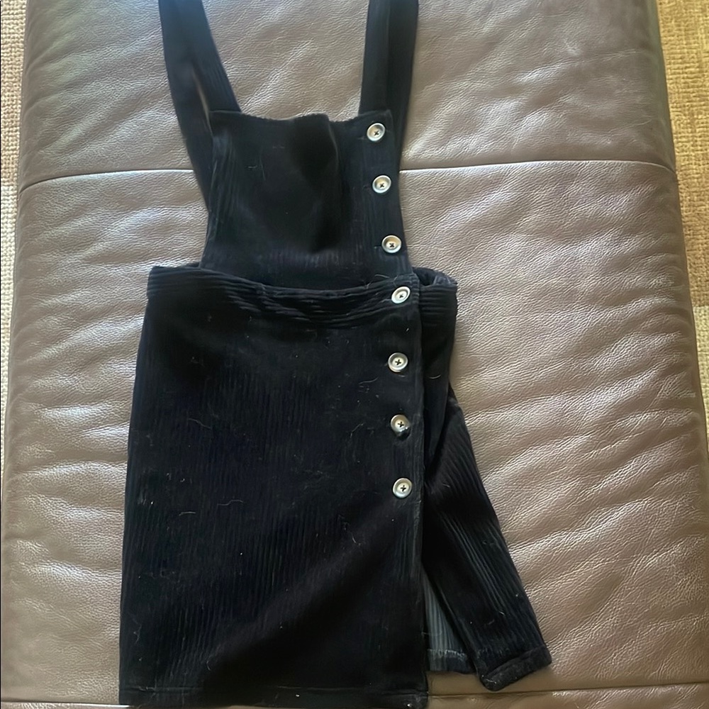 Black Corduroy Button-Down Dress